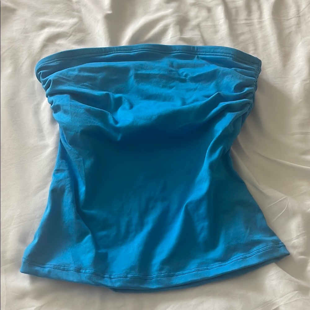Blue Ruched Fitted Top